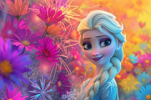 Elsa im bunten Hintergrund