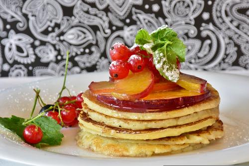 Pancakes and fruits