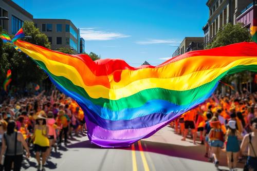 LGBTQ+ flag on pride month celebration