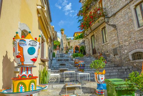 Colorful alley in Taormina