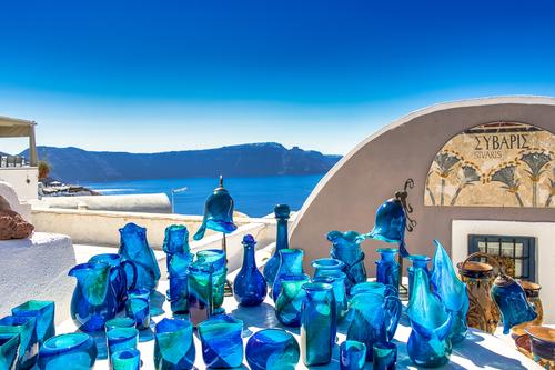 Souvenirs de vidro azul, Santorini