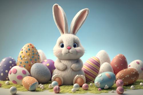 Happy Bunny and Easter eggs