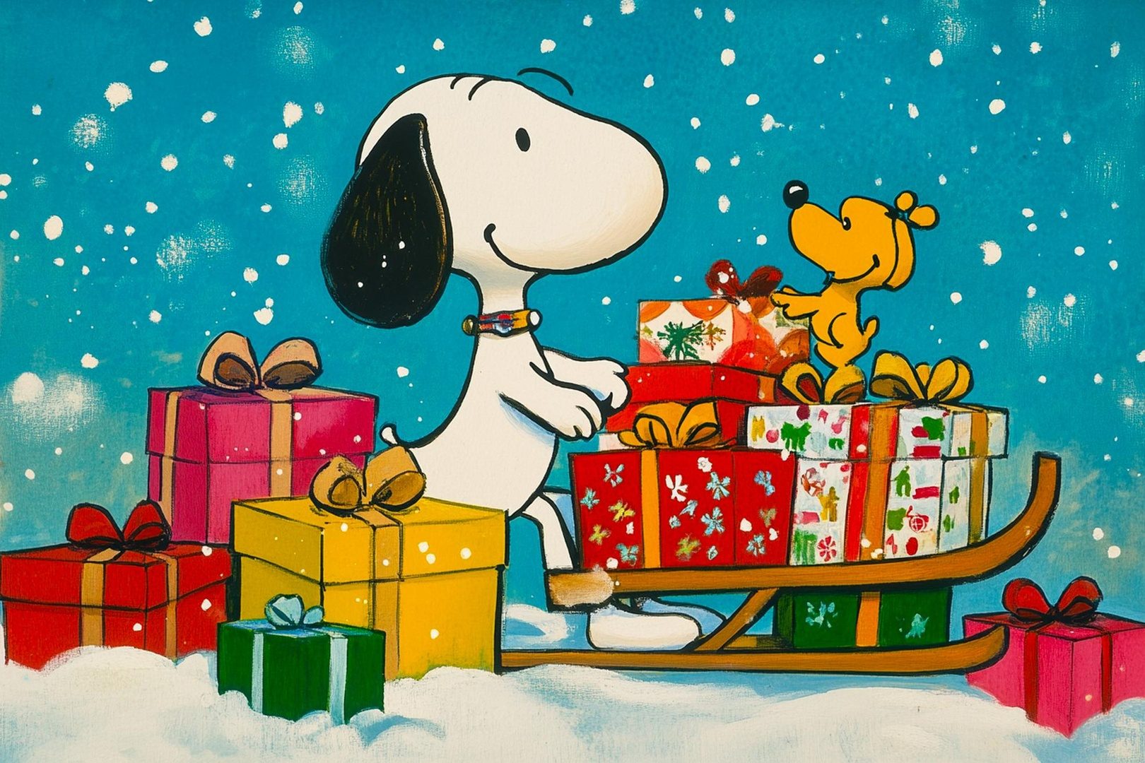 Snoopy und Weihnachtsgeschenke