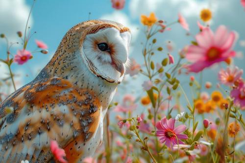 Owl and flowers