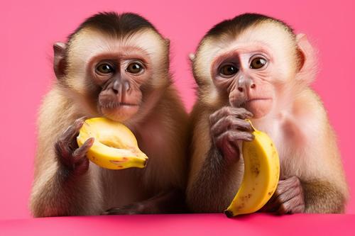 Monkeys eating a banana
