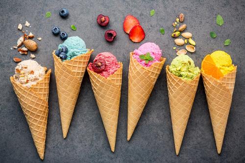 Variedade de sabores de sorvete