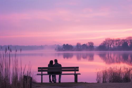 Couple enjoying a quiet sunset