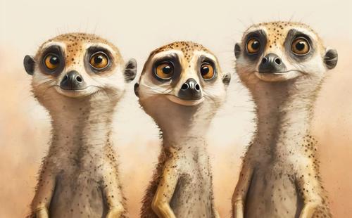 Illustration of three meerkats