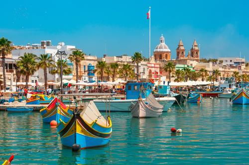 Barcos tradicionais em Marsaxlokk, Malta