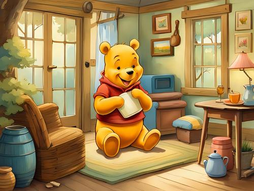 Pooh Bear inside his home