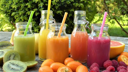 Colorful fruit smoothies