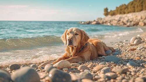 Golden Retriever na praia