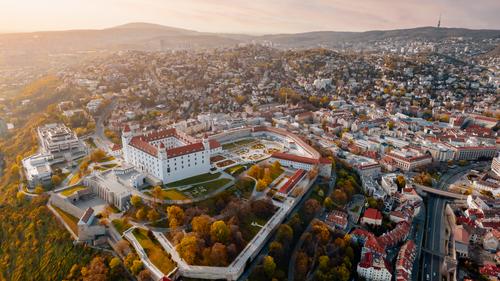 Aerial view to Bratislava Castle
