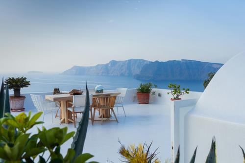 Greek balcony with an ocean view