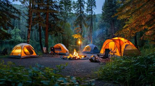 Camping in a forest