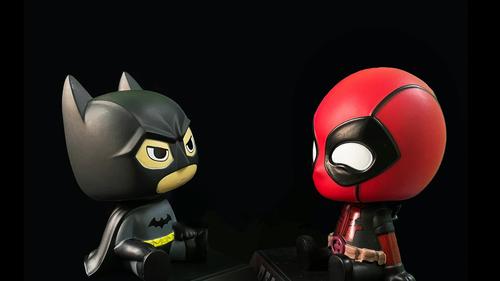 Batman and Deadpool Bobbleheads