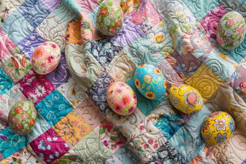 Floral quilt and Easter eggs