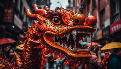 Dragón en desfile chino