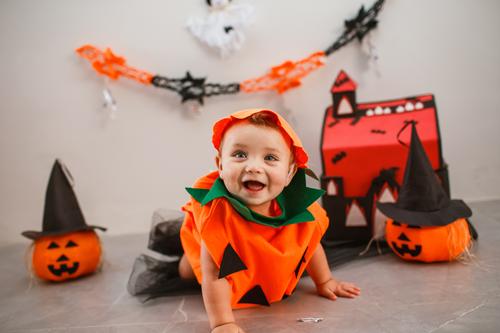 Baby wearing Halloween costume