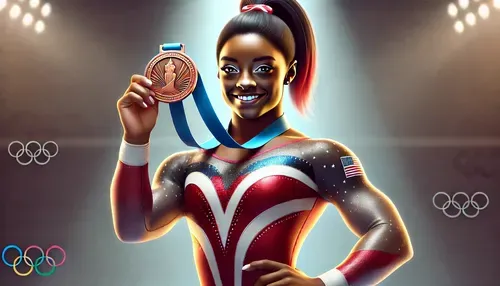 Simone Biles winning a medal