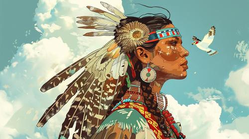 Illustration of native american woman