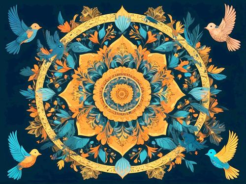 Mandala con pájaros