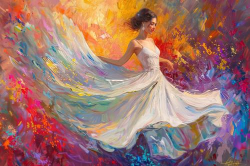 Woman with flowing dress