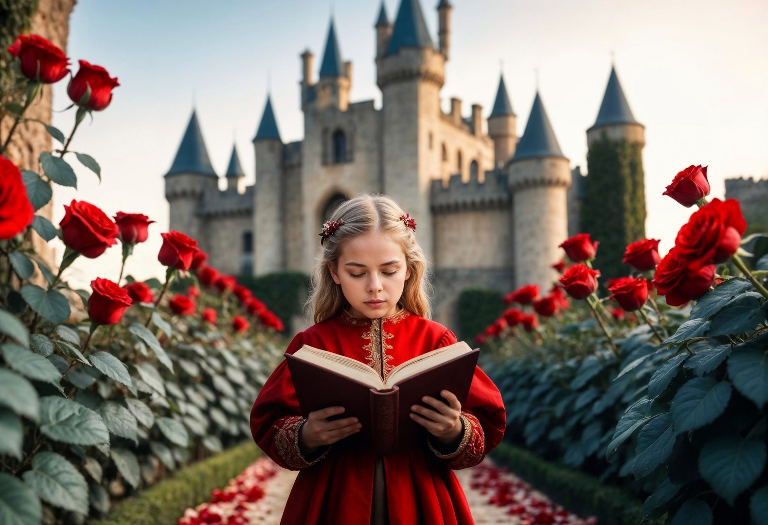 Niña leyendo un cuento de hadas