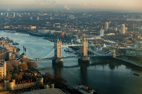 View to River Thames and Tower Bridge, London