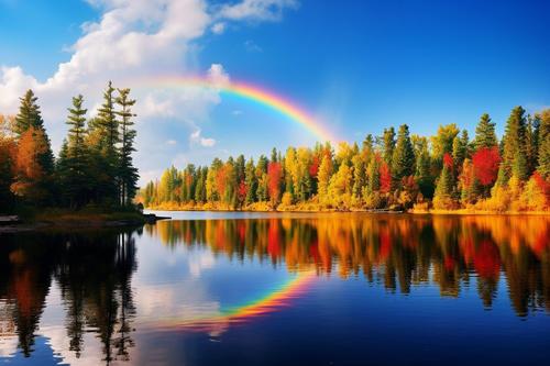 Arco-íris sobre o lago