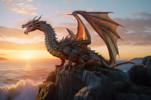 Dragão observando o pôr do sol