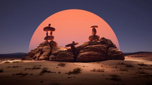 Neon sunset at the desert