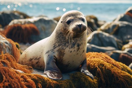 Seal by the rocks