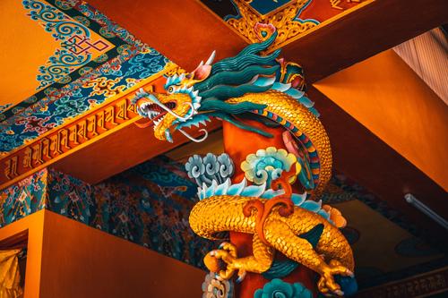 Dragon sculpture inside Namobuddha Monastery