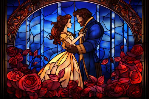 Vitral de Bela e o Príncipe