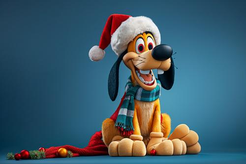 Pluto with Christmas hat