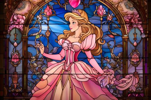 Glasmalerei einer Disney-Prinzessin