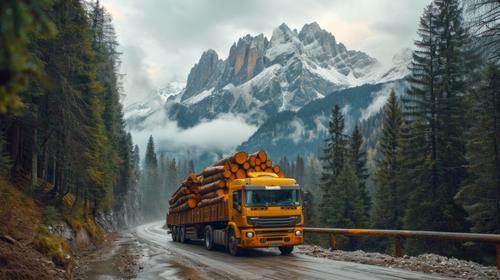 LKW mit Holzscheiten gefüllt