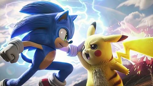 Sonic and Pikachu fighting