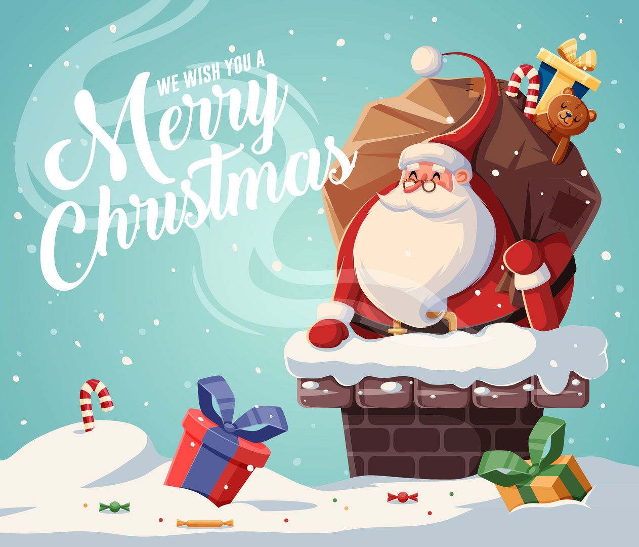 Christmas card with Santa Claus