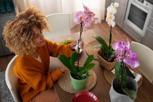 Woman and her plants