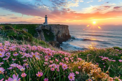 Lighthouse and natural landscape