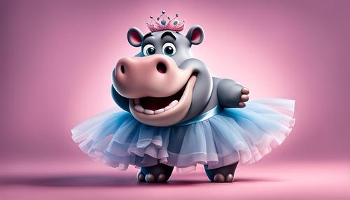 Cute hippo in a tutu