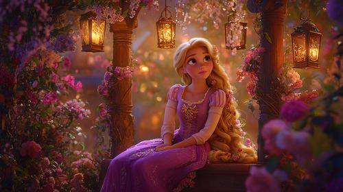 Ilustración de la princesa Rapunzel de Enredados