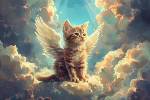 Kitten with angel wings