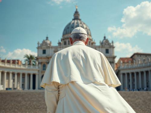 The Pope in front of St. Peter's Basilica, Vatican