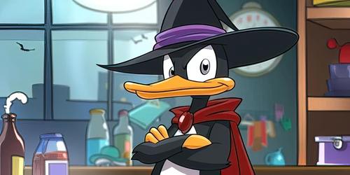 Duck in witch costume