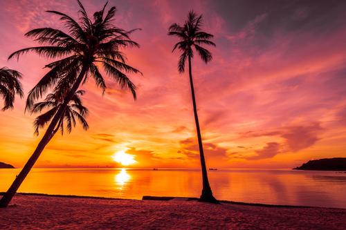 Sonnenuntergang am tropischen Strand