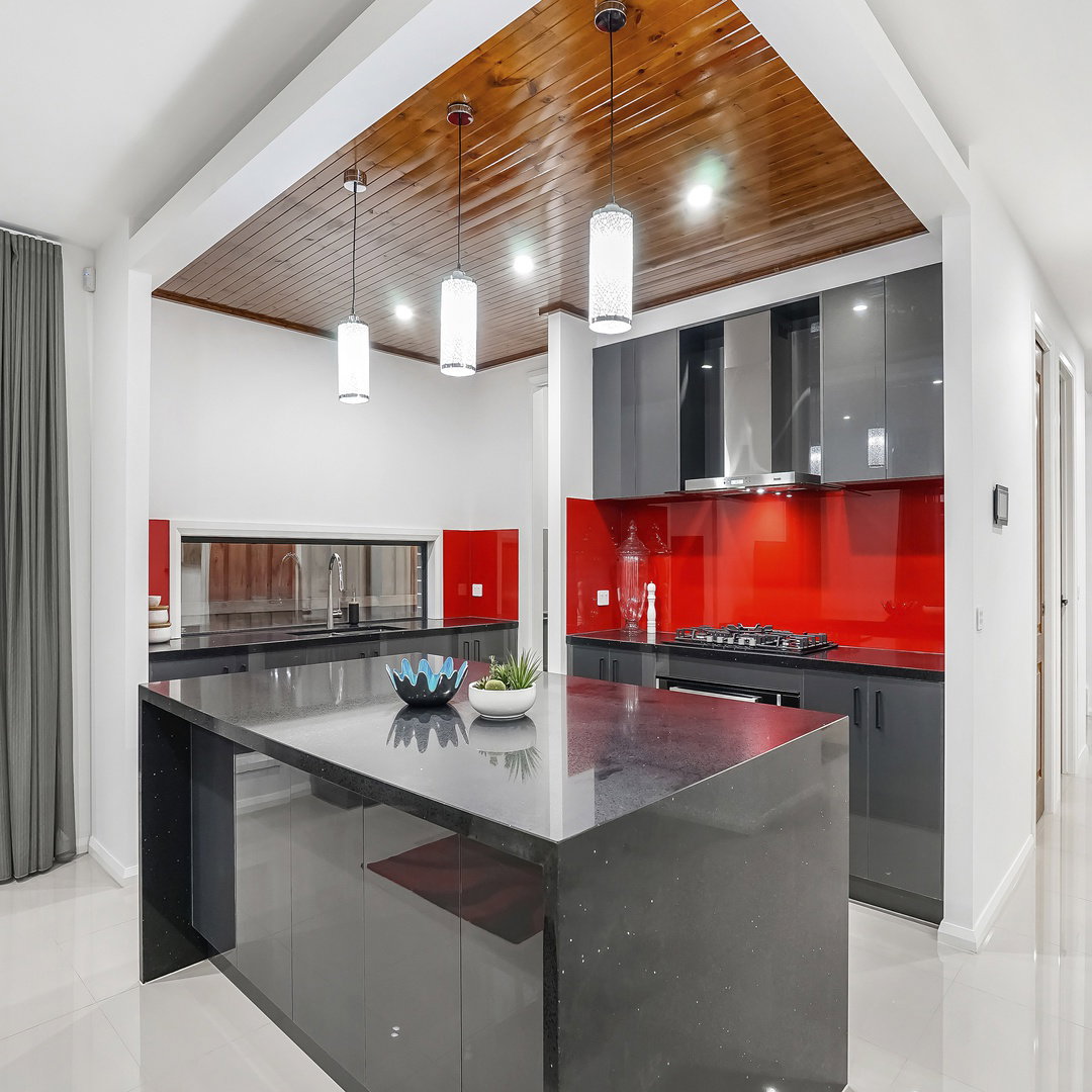 Black and red kitchen