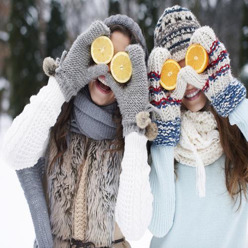 Funny girls in winter
